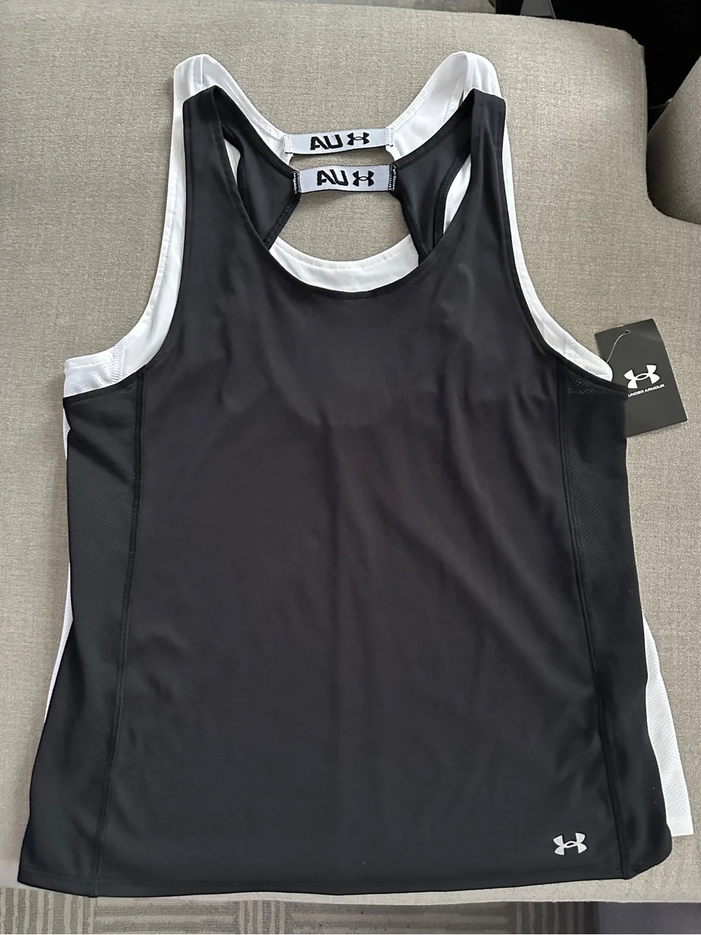 Under Armour White And Black Women's Mesh-Panel Racerback Tank - Picture 3 of 9
